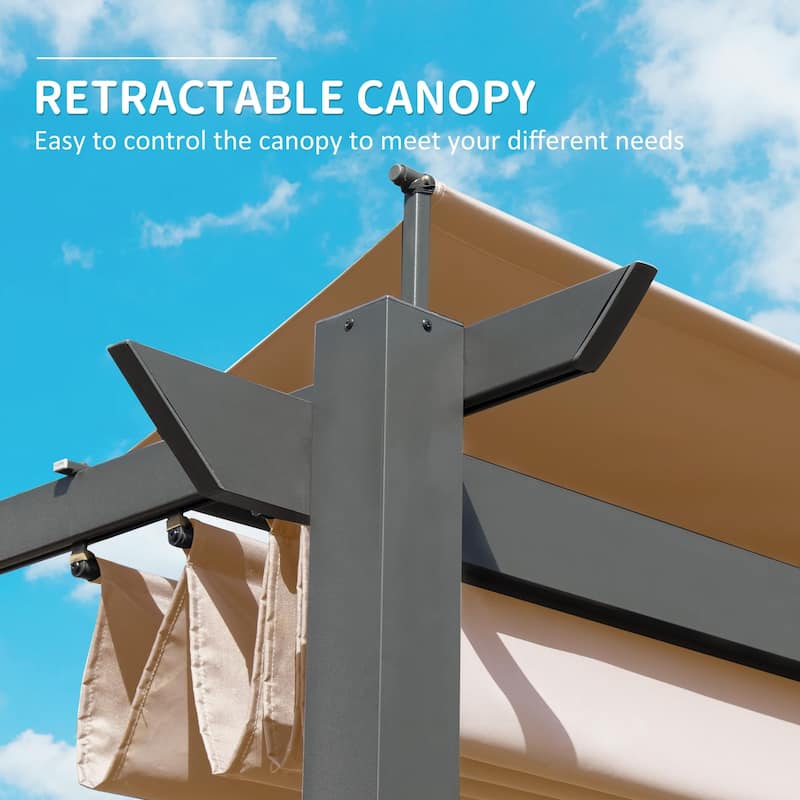 11 X 16 FT Outdoor Retractable Pergola with Weather-Resistant Canopy Aluminum Garden Pergola Patio Grill Gazebo for Courtyard