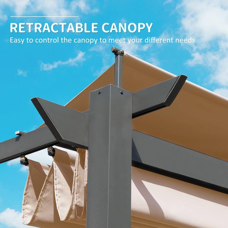 GDFStudio - Jonathan Miller Retractable Pergola with Weather-Resistant Canopy for Outdoor Living Spaces