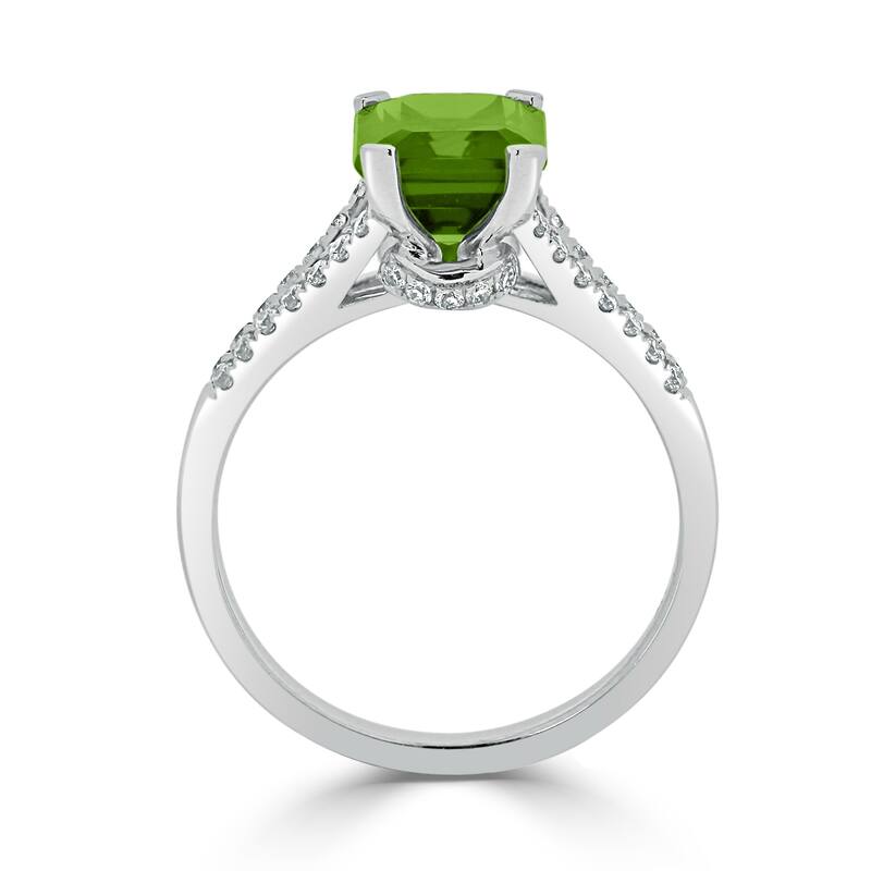 Auriya 2 1/8ct Fancy Emerald-cut Peridot and Diamond Engagement Ring 1/4ctw 14k Gold