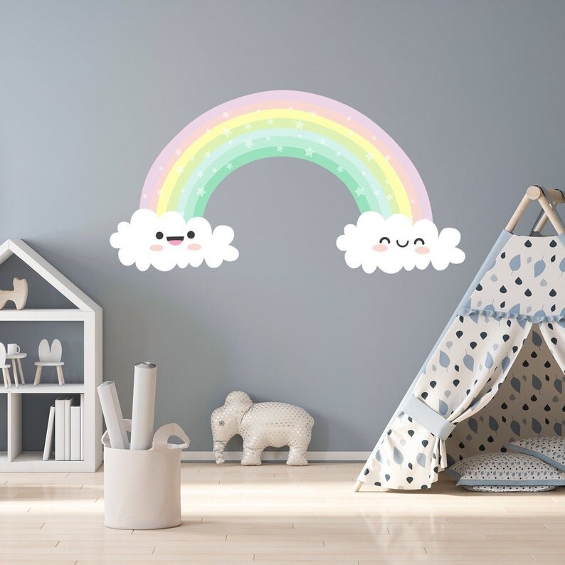 Funny Pastel Rainbow Wall Decal for Baby Room-image