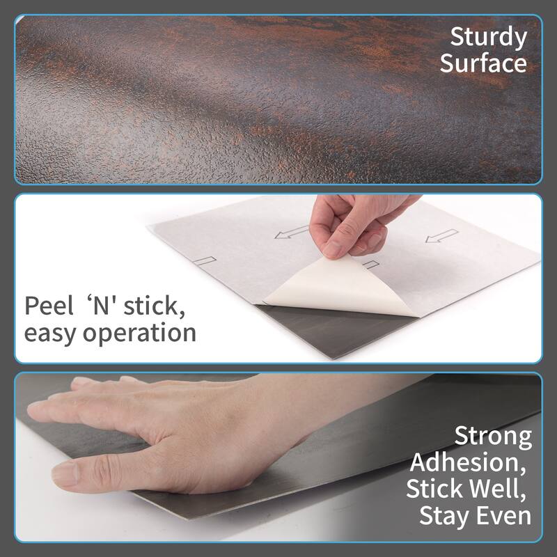 Art3d 30PCS 12"x12" Peel and Stick Vinyl Floor Tiles, Red Brown Flooring Tile