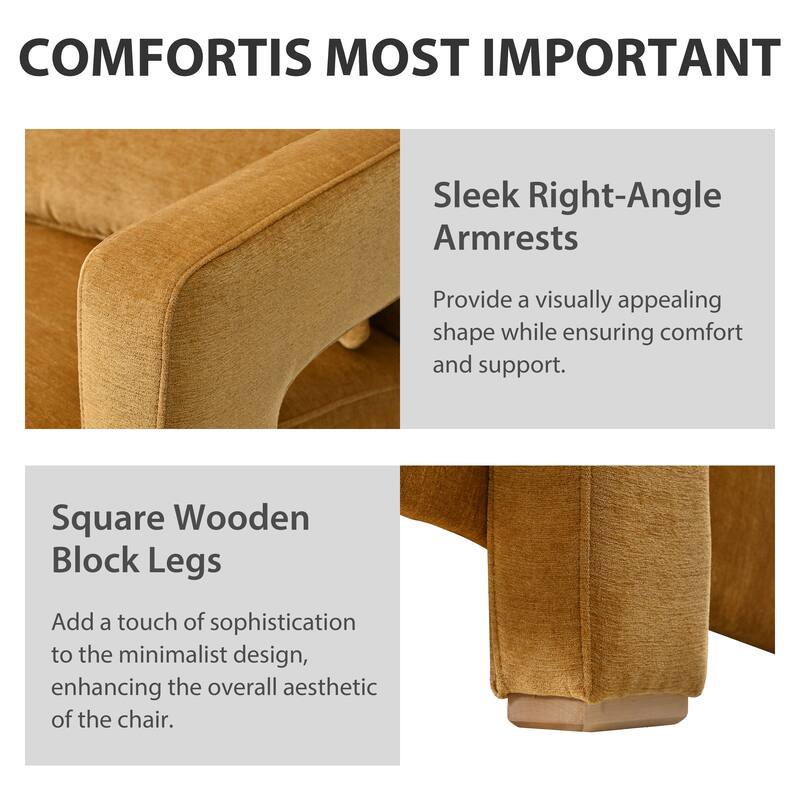 Upholstered Accent Chair With Pillows And Sturdy Wooden Legs, Armchair For Living Room Office,Bedroom