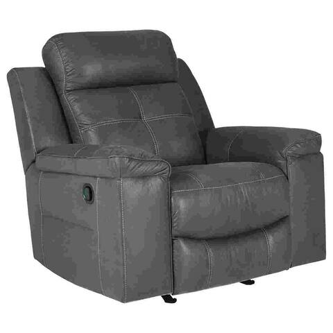 Rocker Recliner with Pull Tab Reclining Motion, Dark Grey