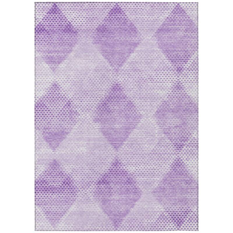 Machine Washable Indoor/ Outdoor Modern Diamonds Chantille Rug