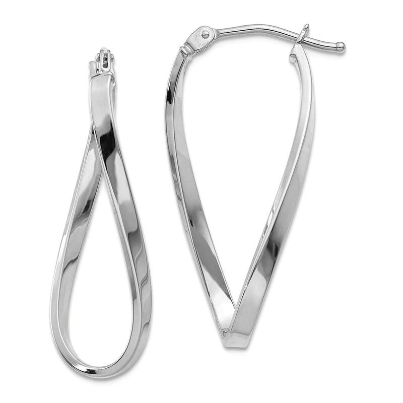 Curata 10k Yellow or White Gold Small 27.6x2.2mm Twisted Earrings