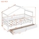 preview thumbnail 6 of 47, Wooden Twin Size House Bed with Roof, Guardrail and Drawers