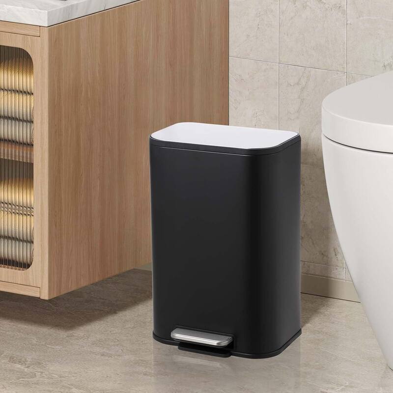 3.2 Gallon Trash Can with Soft Close Lid for Bathroom, Kitchen, Home, Office