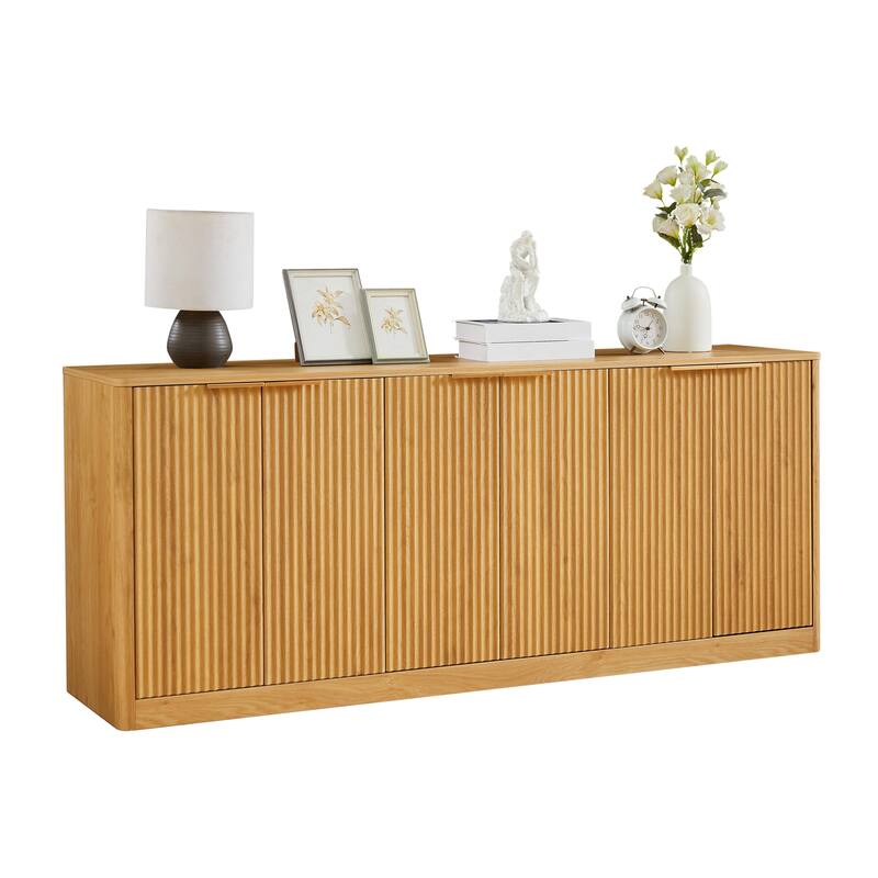 67-inch Modern Wavy Sideboard, Curved Contour Design Storage Cabinet, 6-door Cabinet With Storage Function, Suitable for kitchen