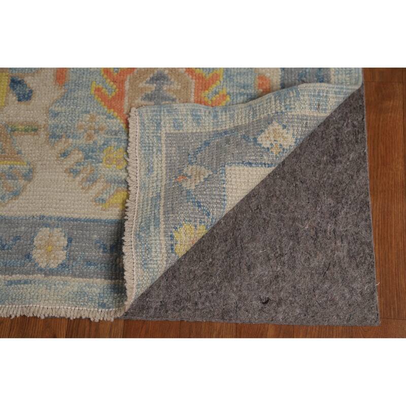 Hand Knotted Oriental 100% Wool Carpet Transitional All-Over Navy Blue & Blues Oushak Area Rug - 11' 4'' X 8' 1''