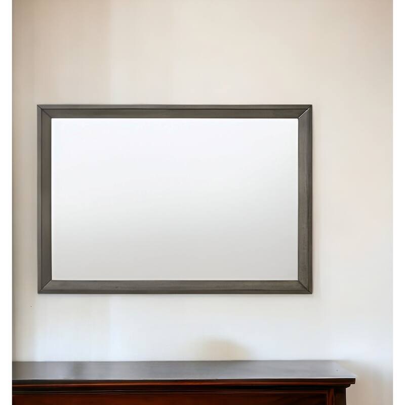 HomeRoots 32" Gray Wood Framed Mounted Dresser Mirror - 46' X '32' X '1 - 46' X '32' X '1 - Gray