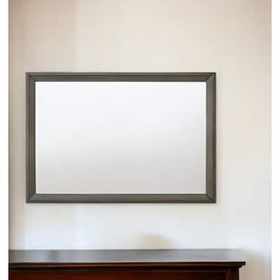 HomeRoots 32" Gray Wood Framed Mounted Dresser Mirror - 46' X '32' X '1