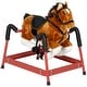 preview thumbnail 2 of 7, Qaba Ride on Horse, Walking Horse Toy with Wheels & Neighing Sound for 3-5 Years Old up to 132 Pounds, Brown