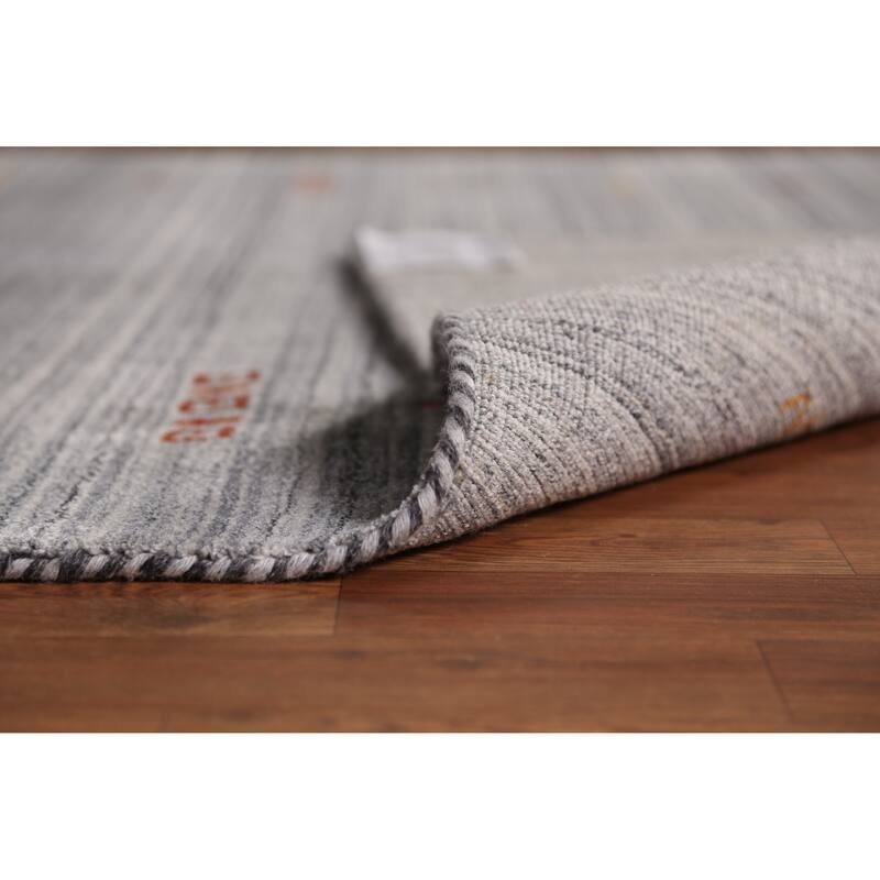 Hand Knotted Oriental 100% Wool Carpet Tribal Animal Pictorial Greys & Charcoal Gabbeh Area Rug - 8' 0'' X 5' 0''
