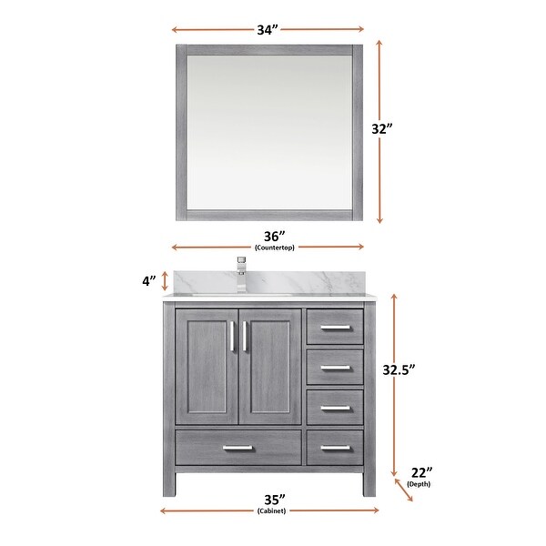 Jacques 36 in. W x 22 in. D Left Offset Dark Grey Bath