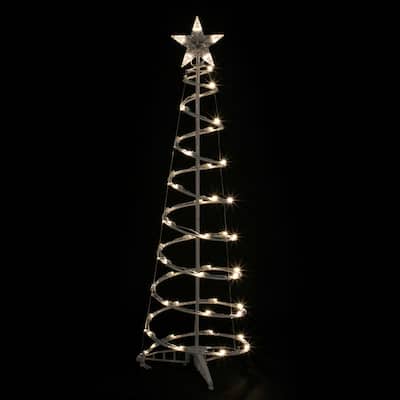 4ft LED Spiral Cone Tree Christmas Decoration Warm White Lights