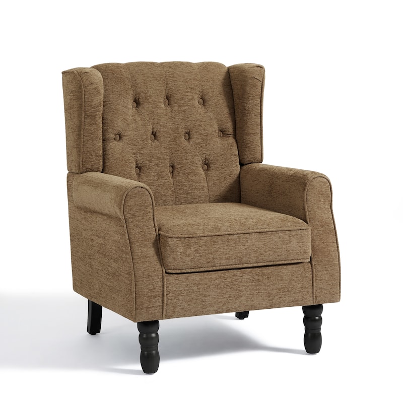 Button-Tufted Accent Chair Wingback Armchair - 38"H
