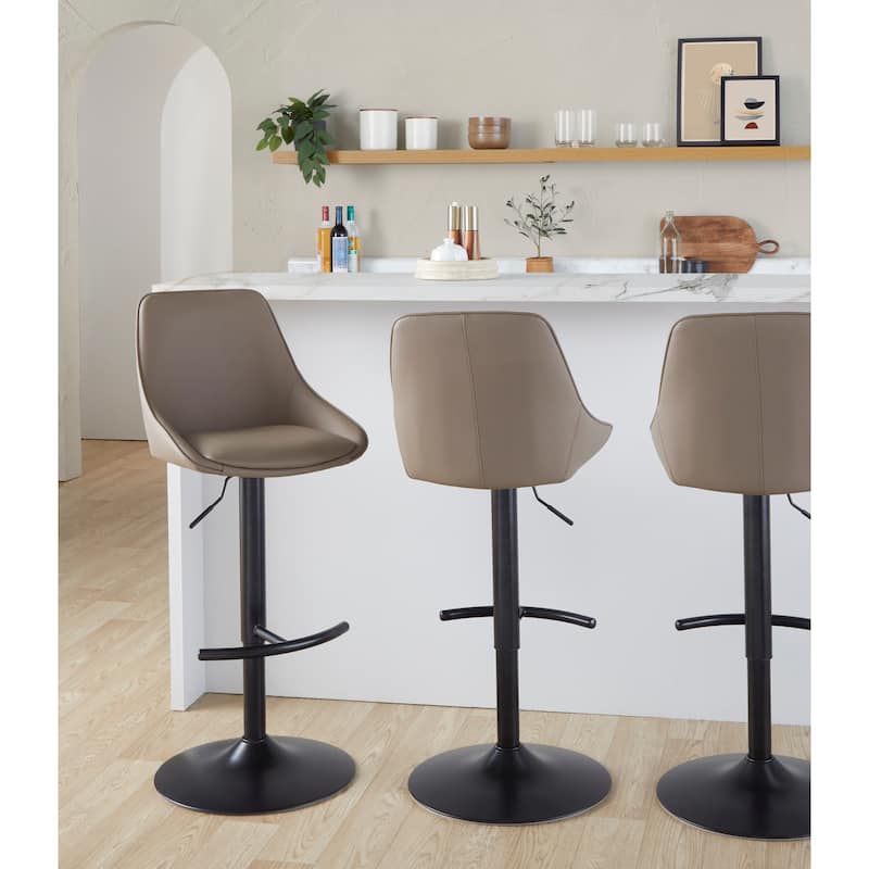 Silver Orchid Alba Adjustable Bar Stool with Rounded T Footrest (Set of 2)
