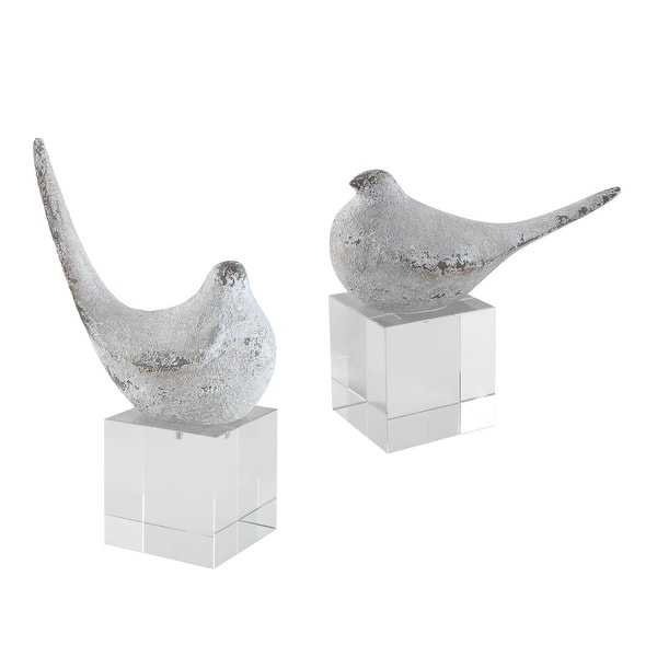 slide 2 of 3, Uttermost Better Together Bird Sculptures, S/2 - 3.875 W x 10.5 H x 7 D (inches) Silver, Gray and Rust