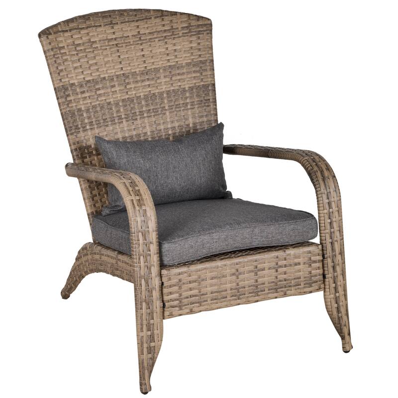 Outsunny Outdoor Classic Rattan Adirondack Chair with Cushion