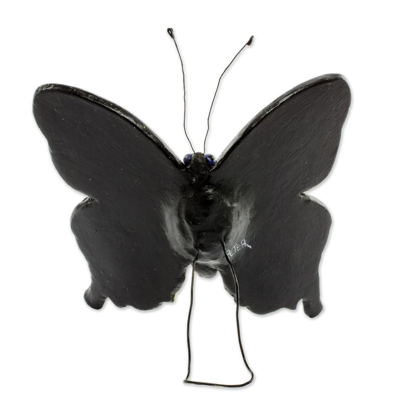 Novica Handmade Yellow Swallowtail Butterfly Ceramic Sculpture