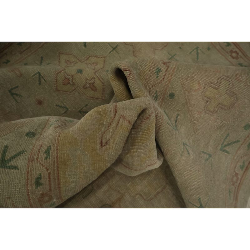 Hand Knotted Oriental 100% Wool Carpet Traditional Floral Beige & Ivories Ziegler Area Rug - 16' 8'' X 8' 0''