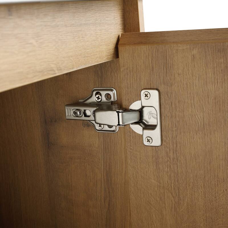 48 Inch Plywood Freestanding Bathroom Vanity Set in Imitative Oak with Integrated Double Resin Sink