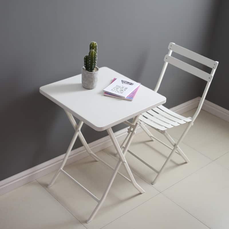 3 Piece Patio Bistro Set of Foldable Square Table and Chairs
