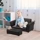 preview thumbnail 2 of 20, Two-seater Kids Sofa Set with Footstool - 32.75" L x 16.5" W x 16.25" H Black