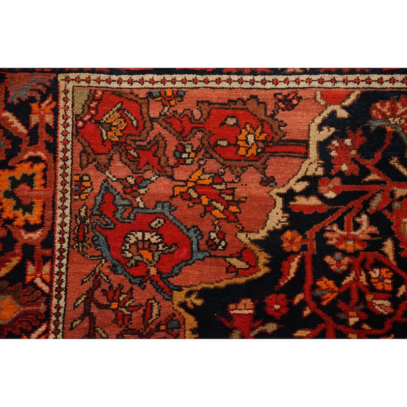 Hand Knotted Oriental 100% Wool Carpet Traditional Floral Navy Blue & Blues Sarouk Area Rug - 6' 2'' X 4' 7''