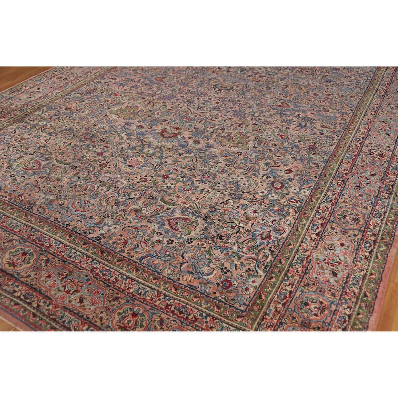 Vegetable Dye Kerman Persian Antique Large Hand-Knotted Wool Carpet - 8'8" x 17'6"