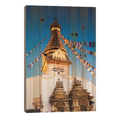 Monkey Temple At Dawn, Kathmandu, Nepal Print On Wood by Matteo Colombo - Multi-Color
