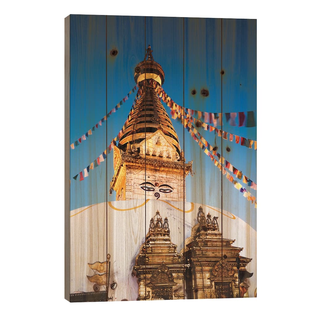 Monkey Temple At Dawn, Kathmandu, Nepal Print On Wood by Matteo Colombo - Multi-Color