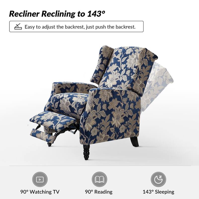 Damaris Mid-Century Modern Manual Pushback Recliner with Wingback Design Set of 2 by HULALA HOME