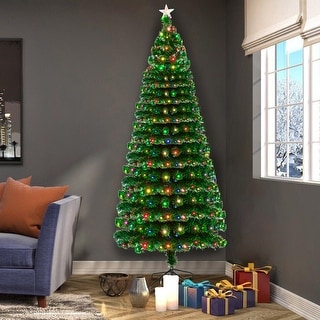 5FT Pre-Lit Fiber Optic Artificial Christmas Tree LED Multicolor Lights w/Stand 