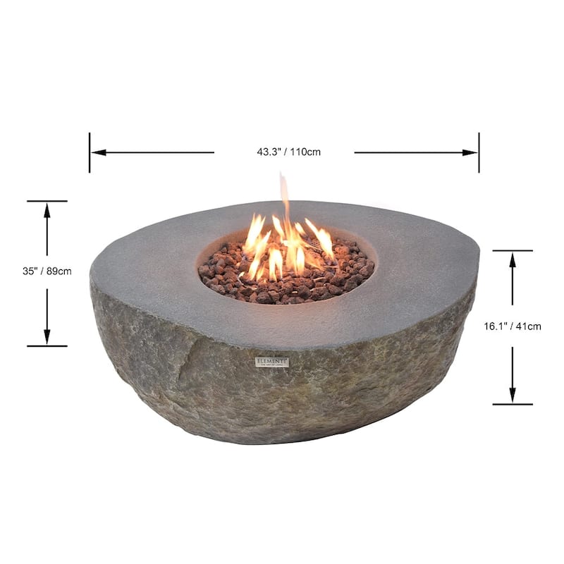 Elementi Boulder Outdoor Fire Pit Table 43" Round Patio Heater - Propane