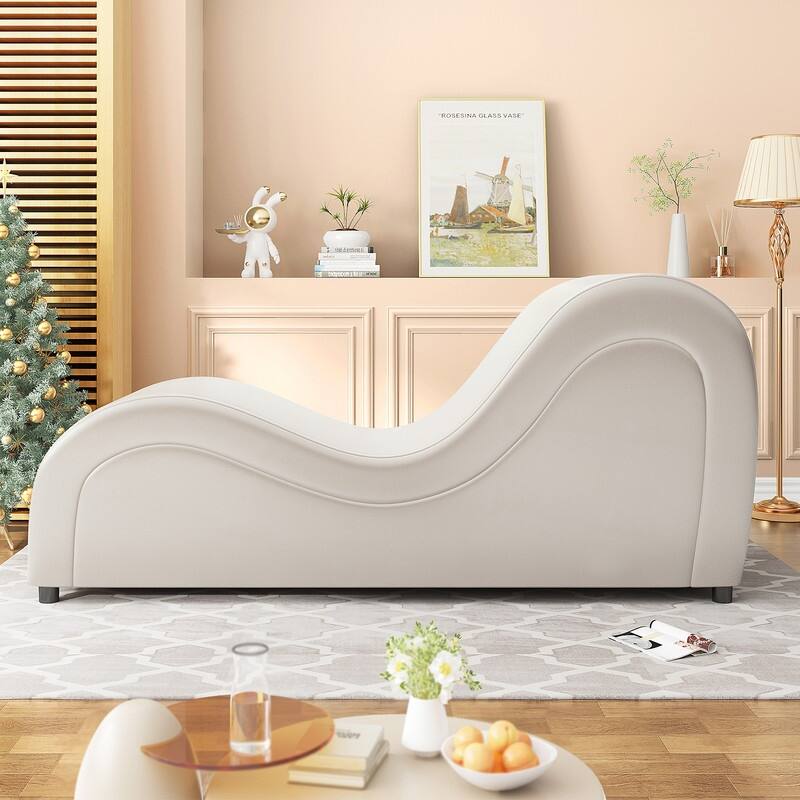 Mixoy Modern PU Leather Yoga Chair Indoor - 63”D×18”W×32”H - BEIGE