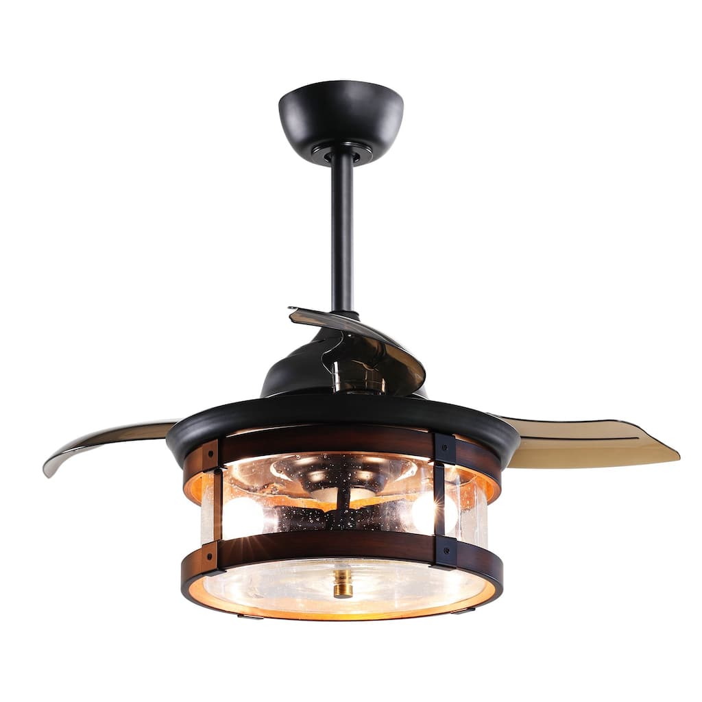 Industry 36" Foldable 3-Blade Ceiling Fan with Light and Remote - Overall: 36 inches diameter x 18.3 inches high
