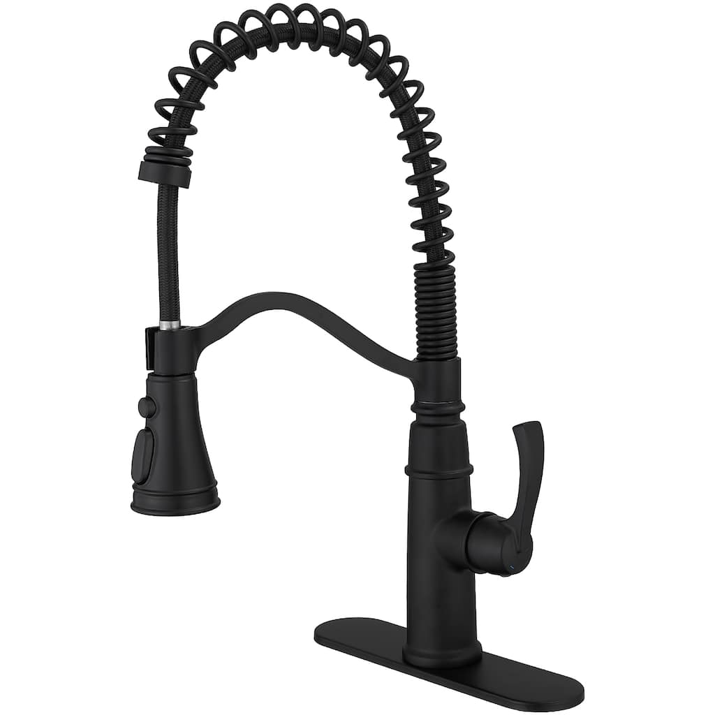 WIZ Pull-Down Sprayer 3 Spray High Arc Kitchen Faucet With Deck Plate