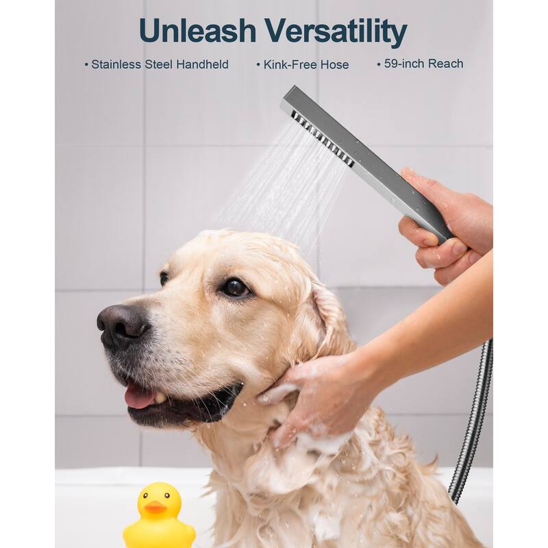 GRANDJOY LED Music Shower System 28"&6" Dual Shower Heads with 3 Body Jets