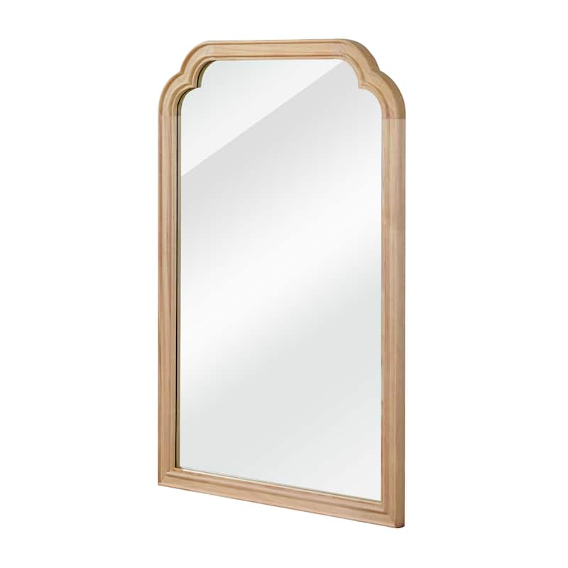 Solid Wood Frame Rounded Corner Decorative Mirror - Natural