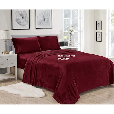 Décor&More Luxury Elegance 3 Piece Queen Size Extra Soft Velvet Touch Microplush Sheet Set - Burgundy