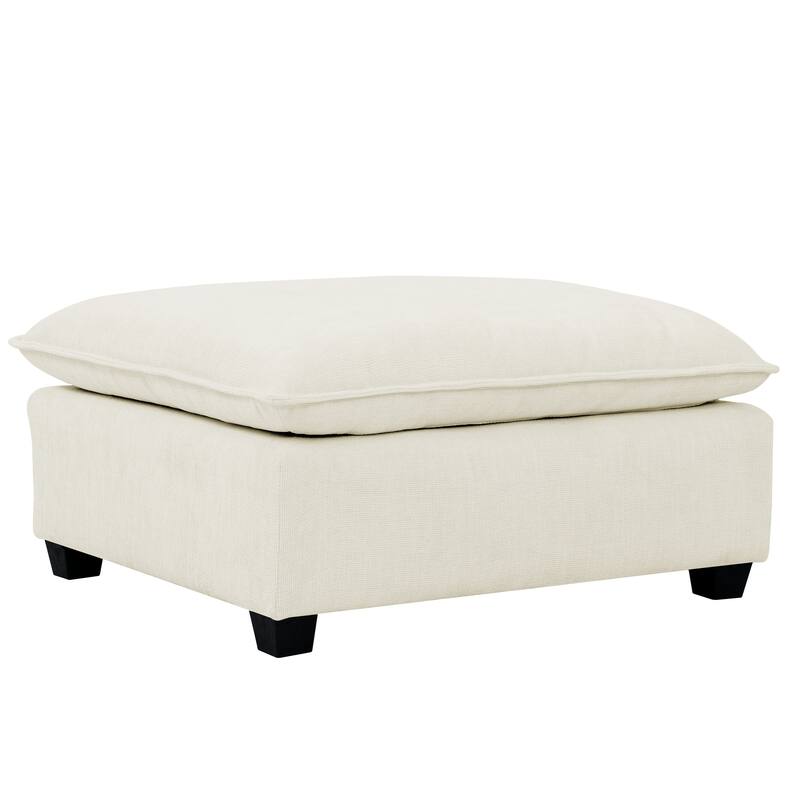 140" Modular Sectional Sofa, 4 Seat Sofa with 2 Ottoman, Chenille Sofa Sleeper Deep Seat Sofa with Throw Pillows for Living Room