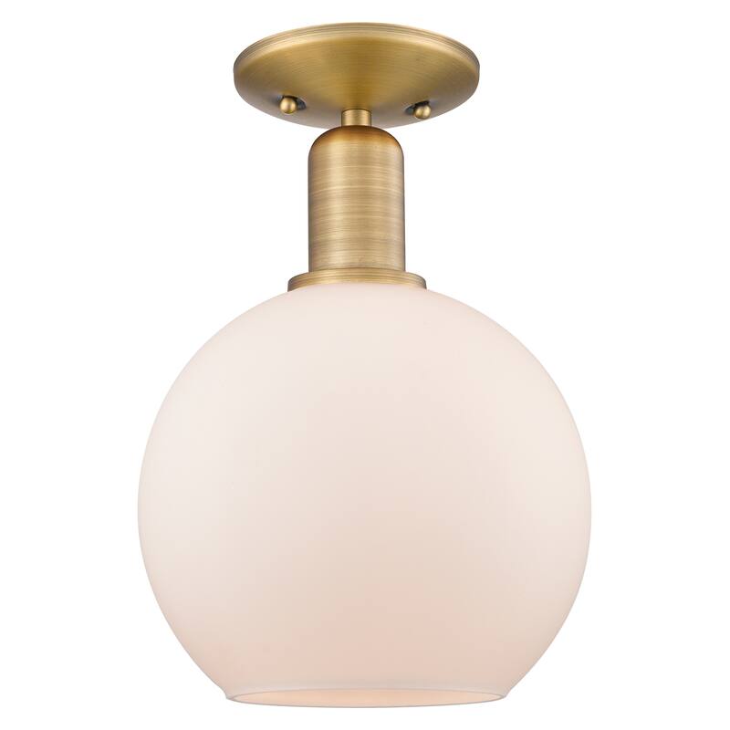 Innovations Lighting Endless Possibilities Arcadia - Athens - 1 Light 8" Semi-Flush Mount - Brushed Brass/Matte White