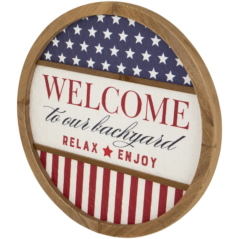 Welcome to Our Backyard Americana Framed Wall Sign - 11.75"