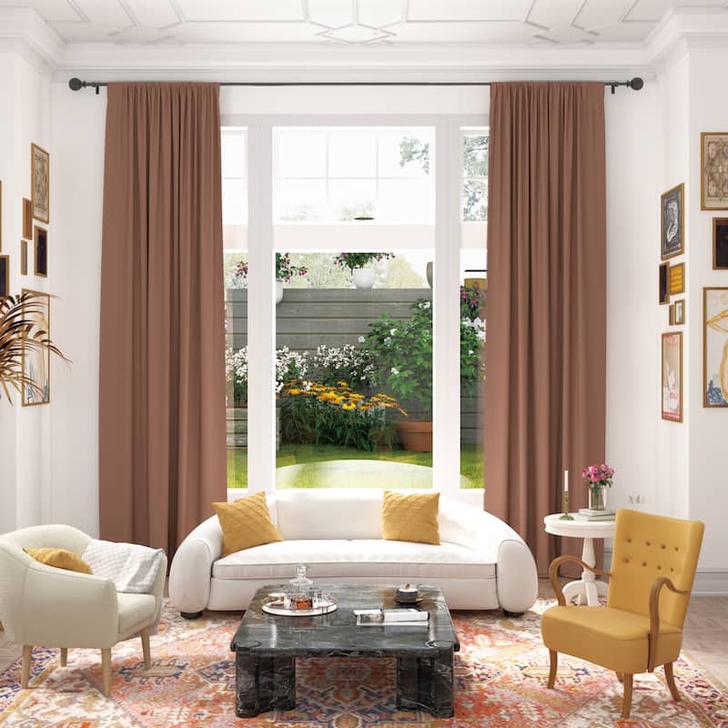 Debuono Black Adjustable Curtain Rod with Final Set