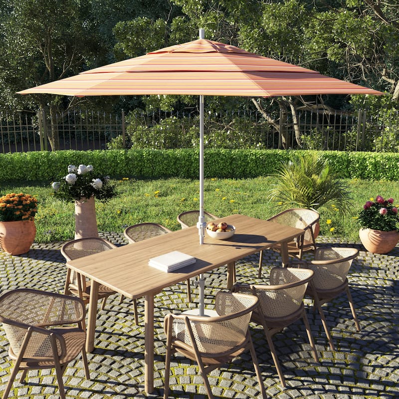 California Umbrella 11' Rd. Alum/Fiberglass Rib Patio Umb,Crank Lift/Collar Tilt, Dbl Wind Vent, White Finish, Sunbrella Fabric - Dolce Mango