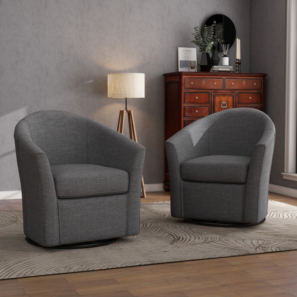 2 Set Modern Upholstered Swivel Barrel Chair Living Room Accent Chair