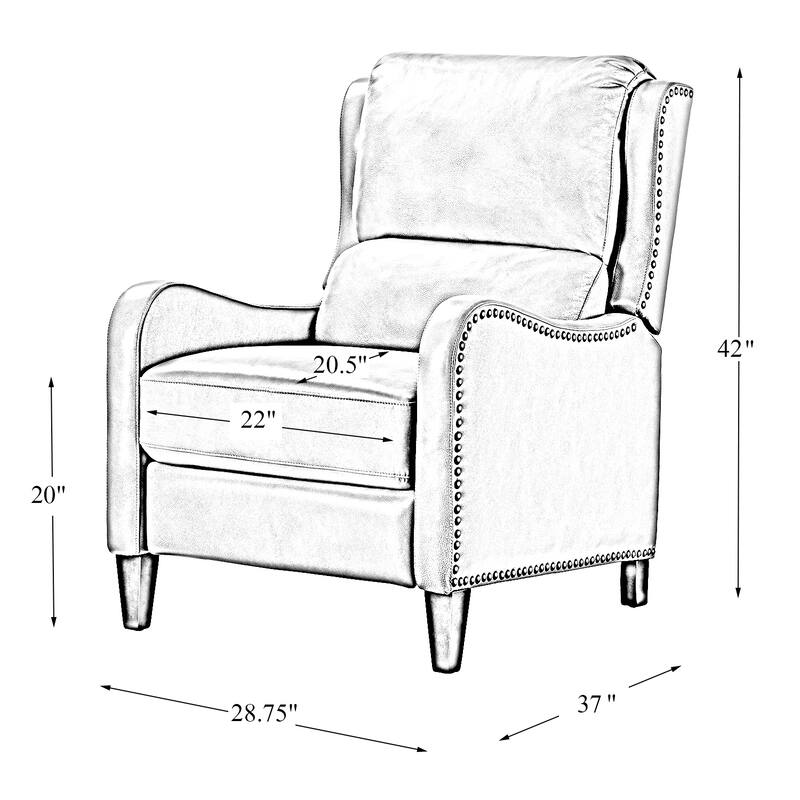 Brigida Cigar Genuine Leather Pushback Recliner with Nailhead Trim by HULALA HOME