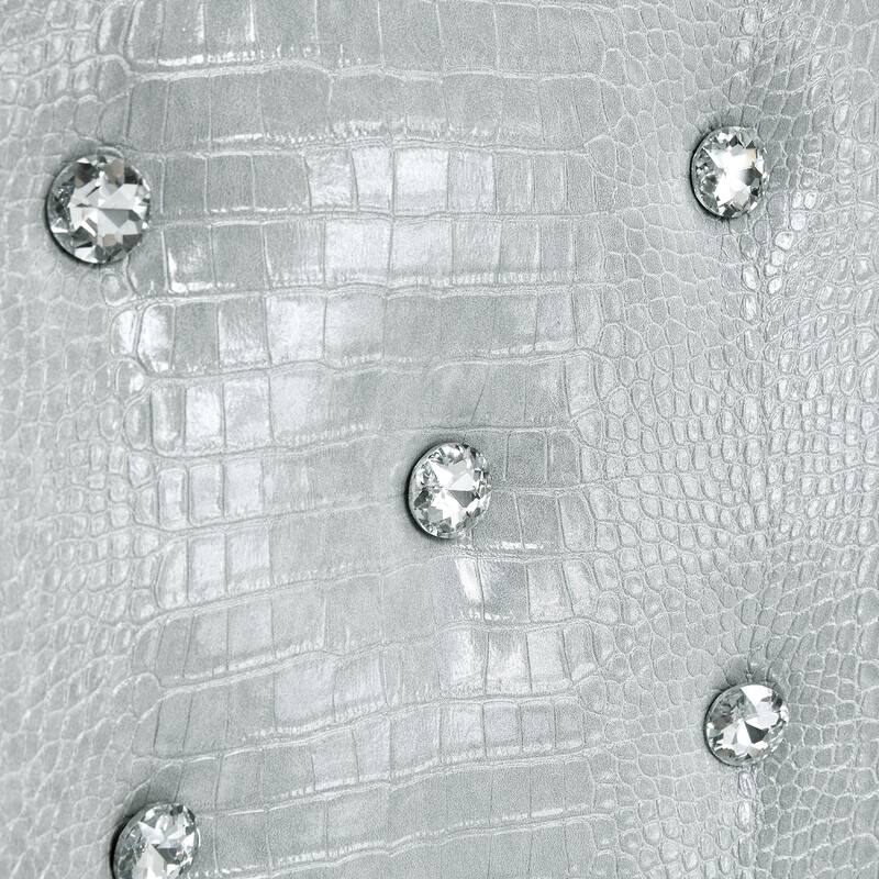 Retro Alligator-Embossed Faux Leather Dining Chairs with Crystal Buckle, Accent Upholstered Kitchen Chairs