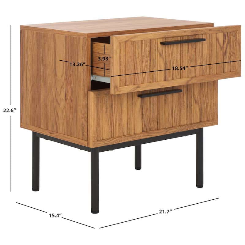 SAFAVIEH Home Axelle 2 Drawer Nightstand - Oak/Black